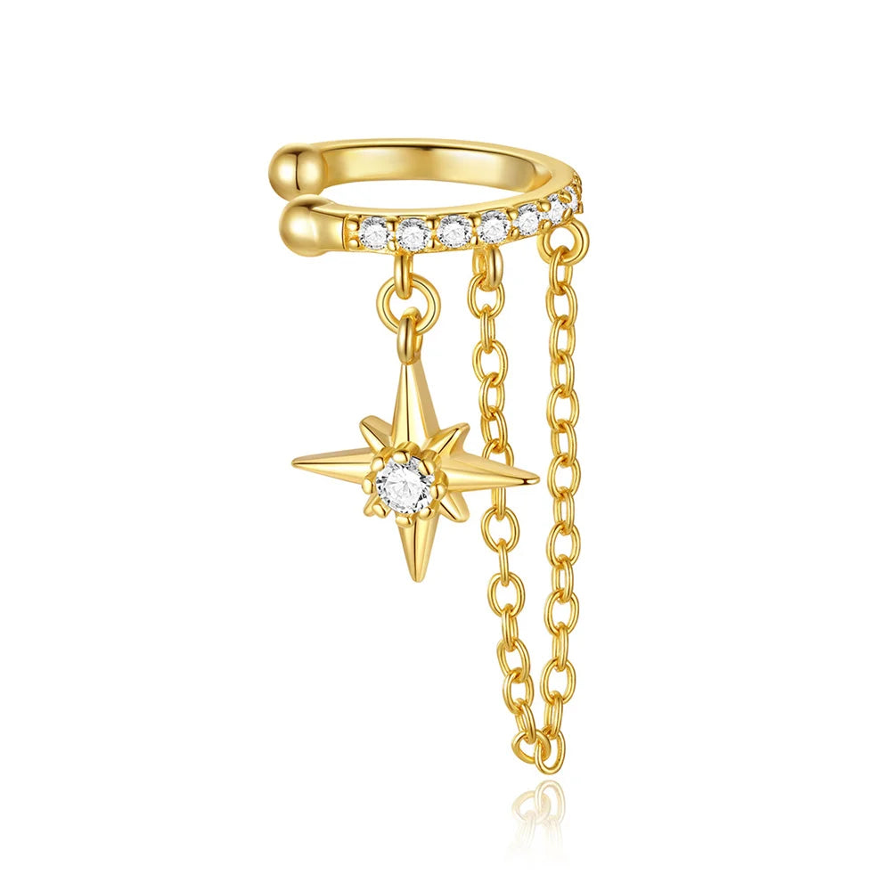 Roxi 925 Silver Zircon Clip Earrings - Double Layer, No piercing, Party Jewelry for women