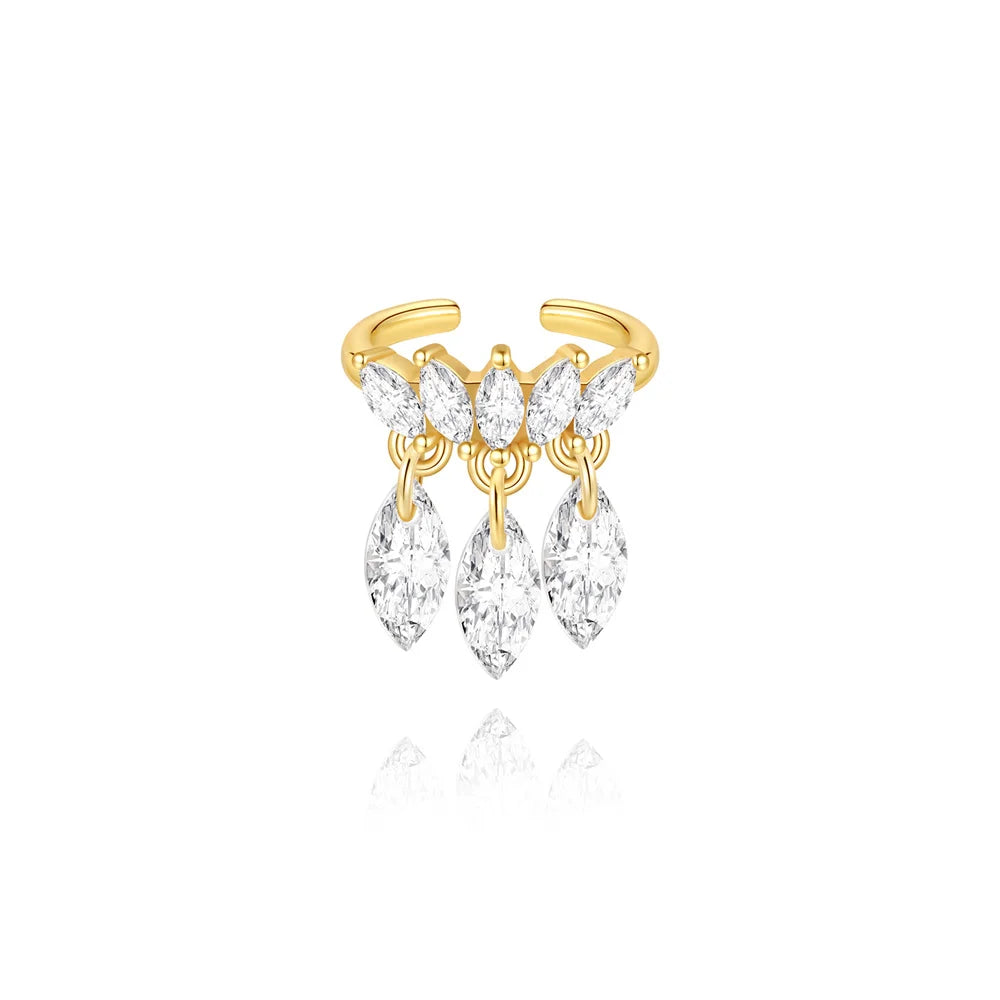 Roxi 925 Silver Zircon Clip Earrings - Double Layer, No piercing, Party Jewelry for women