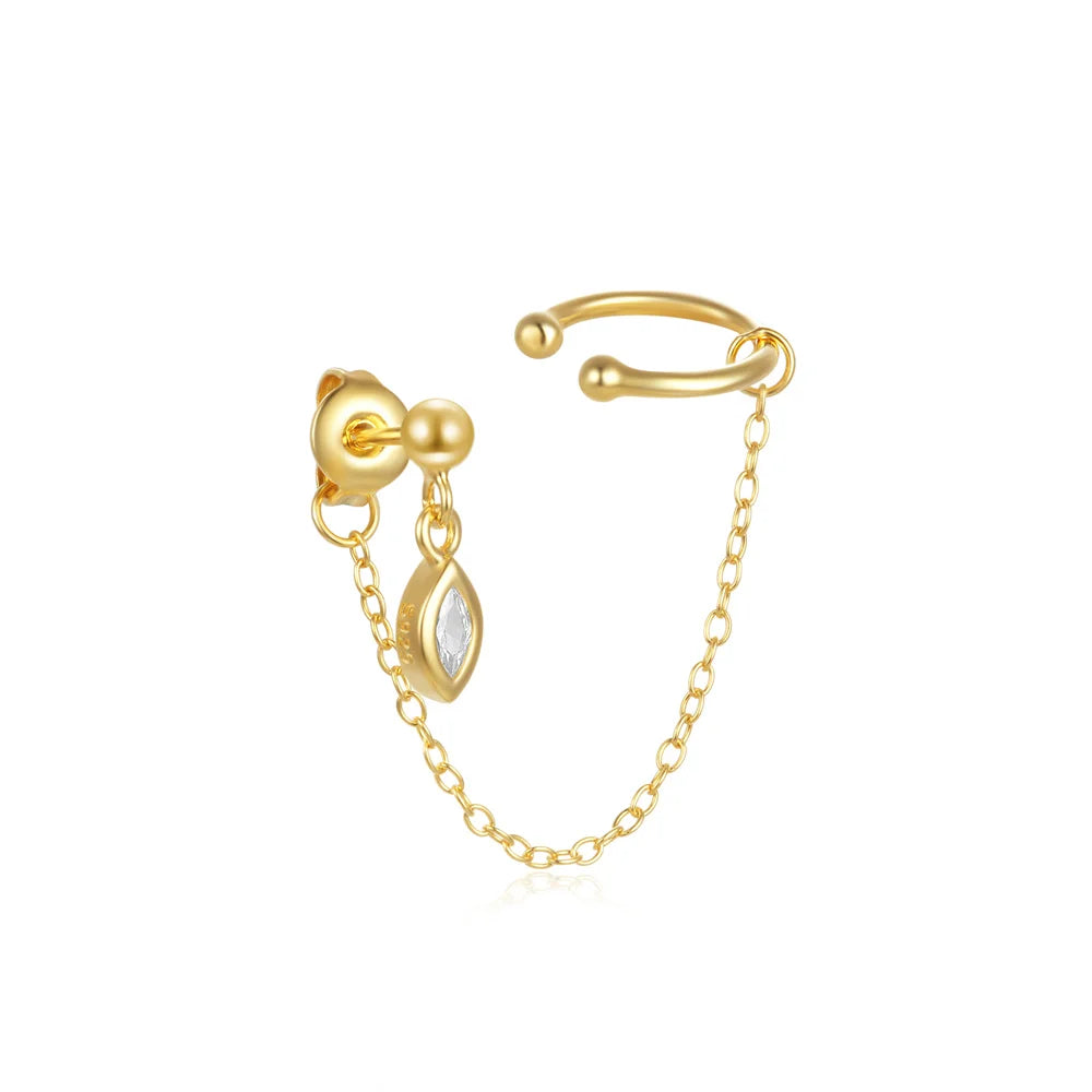 Roxi 925 Silver Zircon Clip Earrings - Double Layer, No piercing, Party Jewelry for women