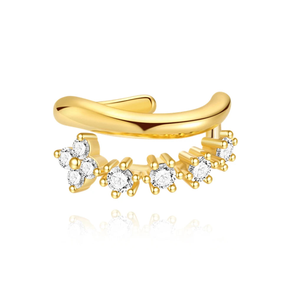 Roxi 925 Silver Zircon Clip Earrings - Double Layer, No piercing, Party Jewelry for women