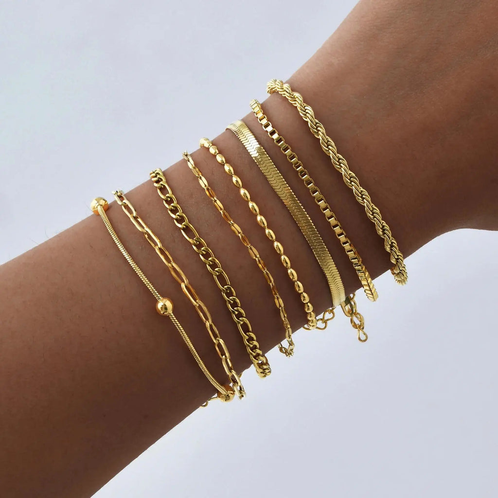 Everyday Luxury - Waterproof Gold Herringbone Bracelet