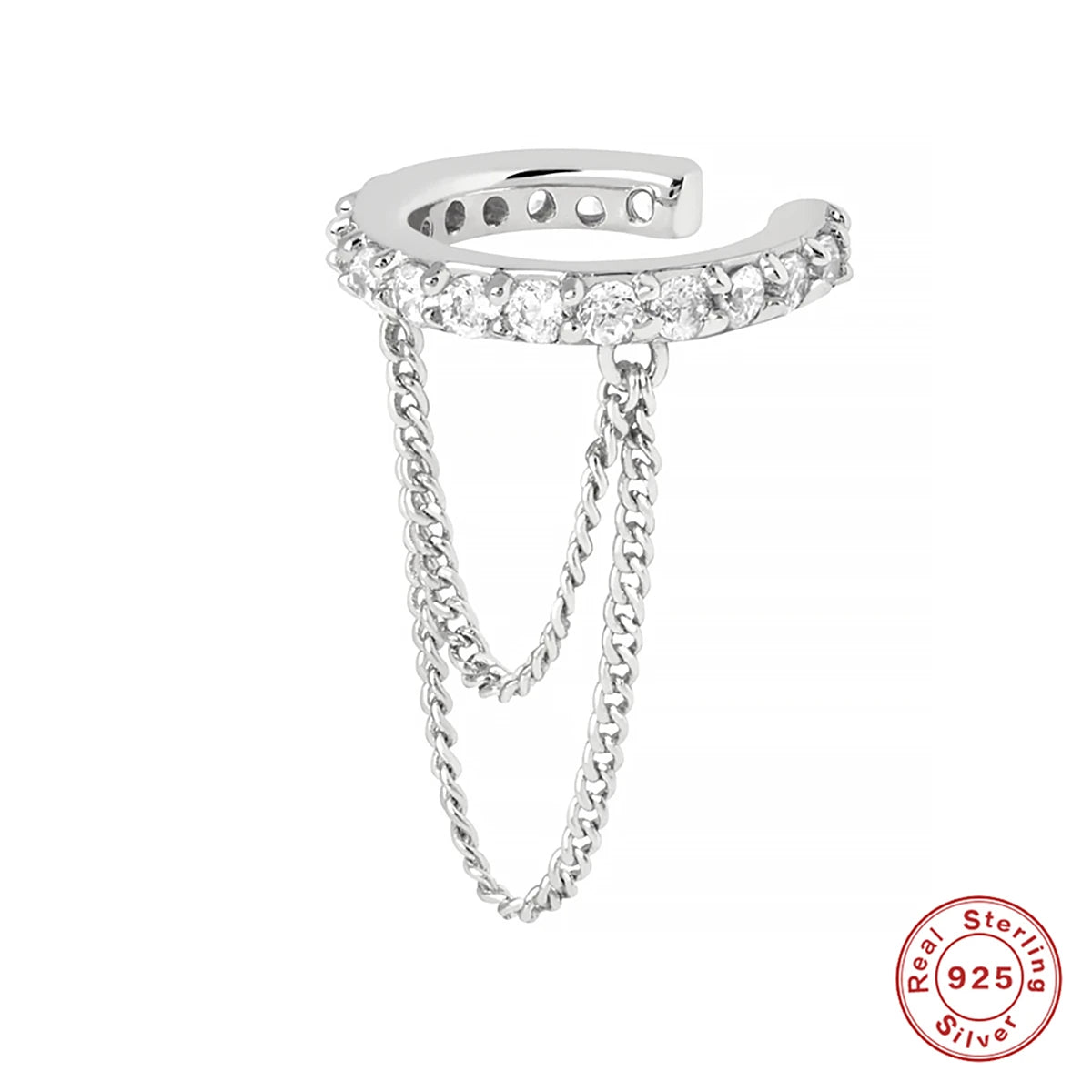 Roxi 925 Silver Zircon Clip Earrings - Double Layer, No piercing, Party Jewelry for women