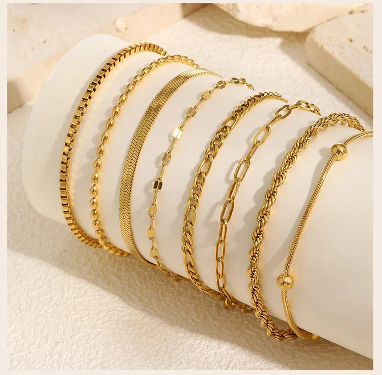 Everyday Luxury - Waterproof Gold Herringbone Bracelet