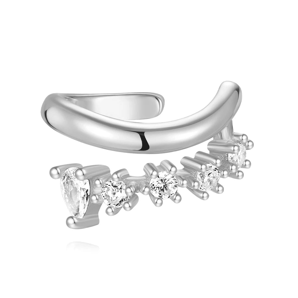 Roxi 925 Silver Zircon Clip Earrings - Double Layer, No piercing, Party Jewelry for women