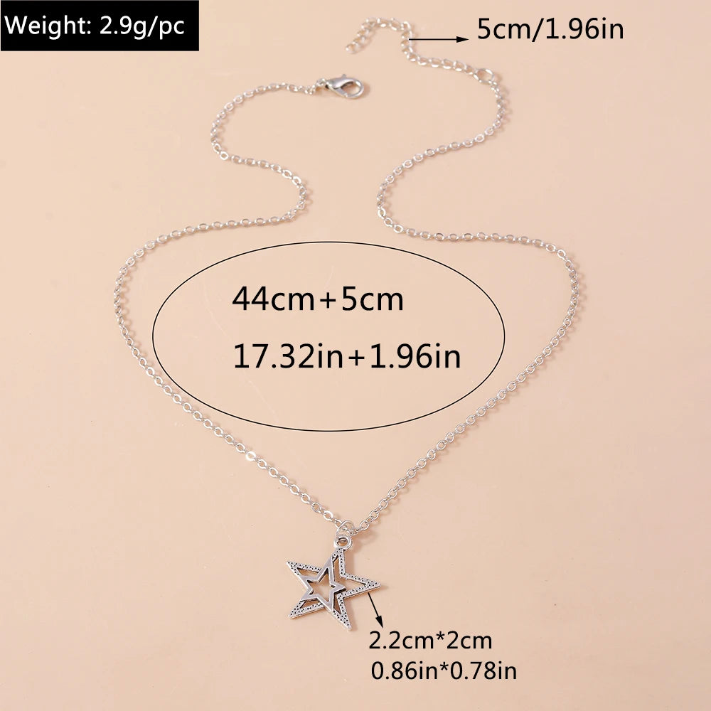 Y2K Silver Crystal Sun & Moon Necklace