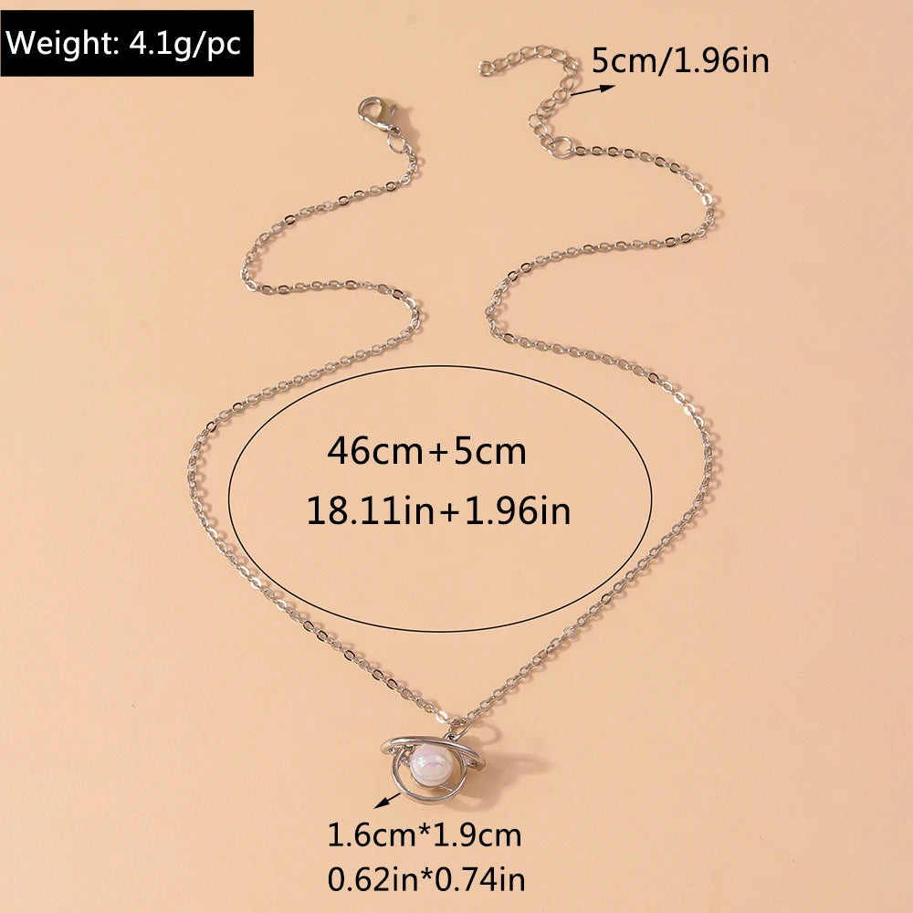 Y2K Silver Crystal Sun & Moon Necklace
