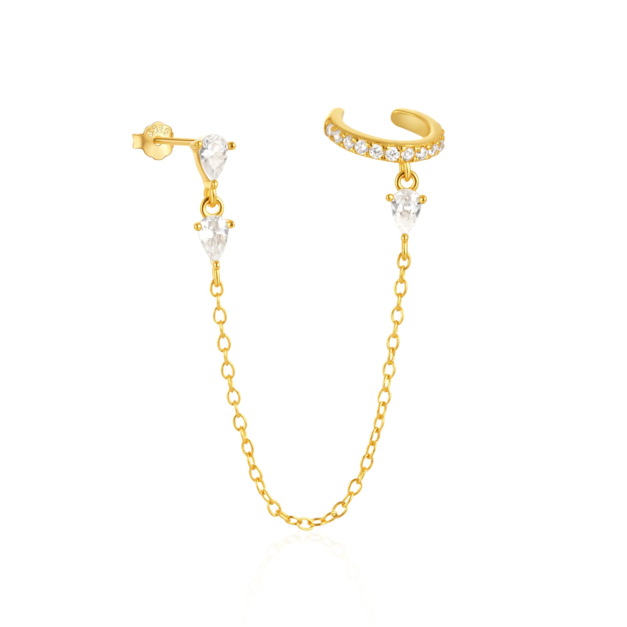 Roxi 925 Silver Zircon Clip Earrings - Double Layer, No piercing, Party Jewelry for women