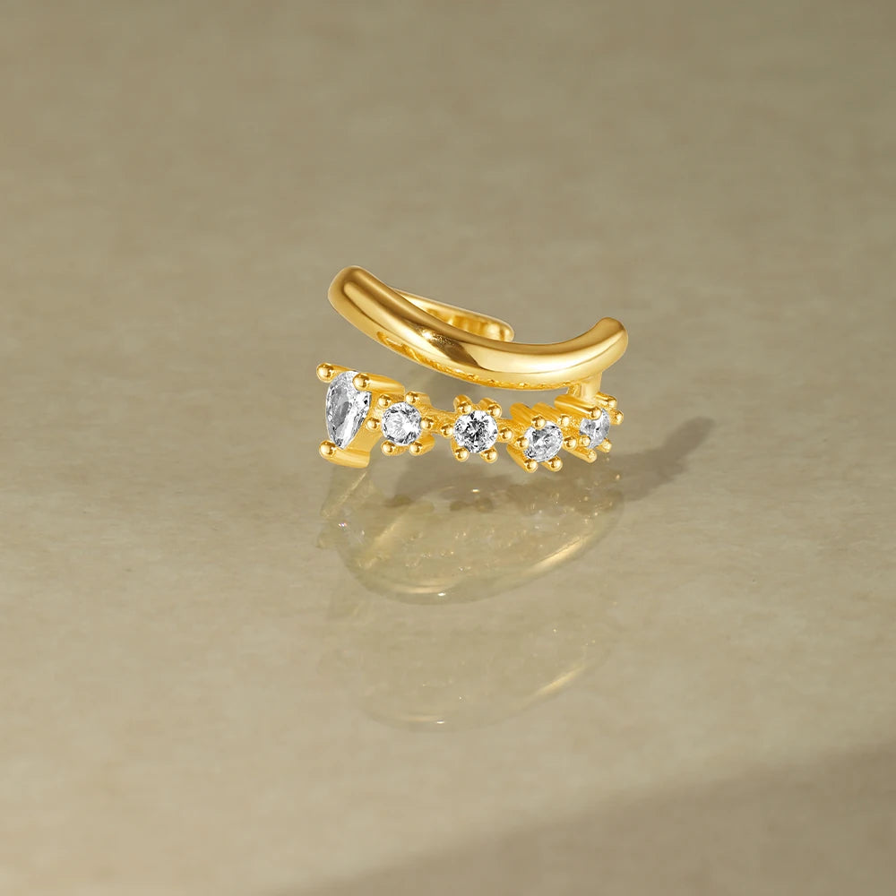 Roxi 925 Silver Zircon Clip Earrings - Double Layer, No piercing, Party Jewelry for women