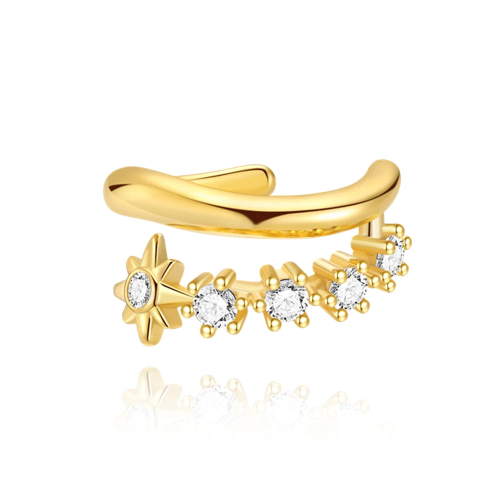 Roxi 925 Silver Zircon Clip Earrings - Double Layer, No piercing, Party Jewelry for women