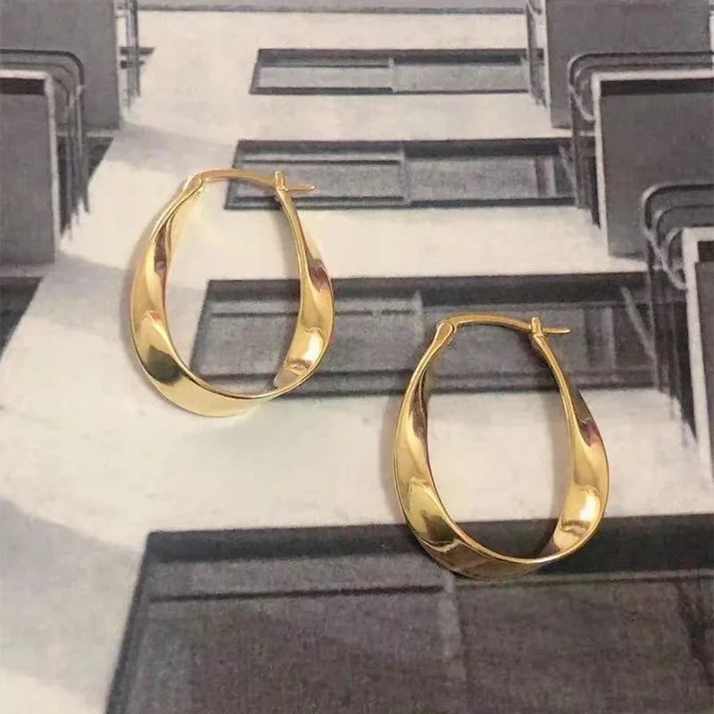 LATS Trendy Irregular Hoop Earrings - Stylish Geometric Design, Perfect for Everyday or Party Wear