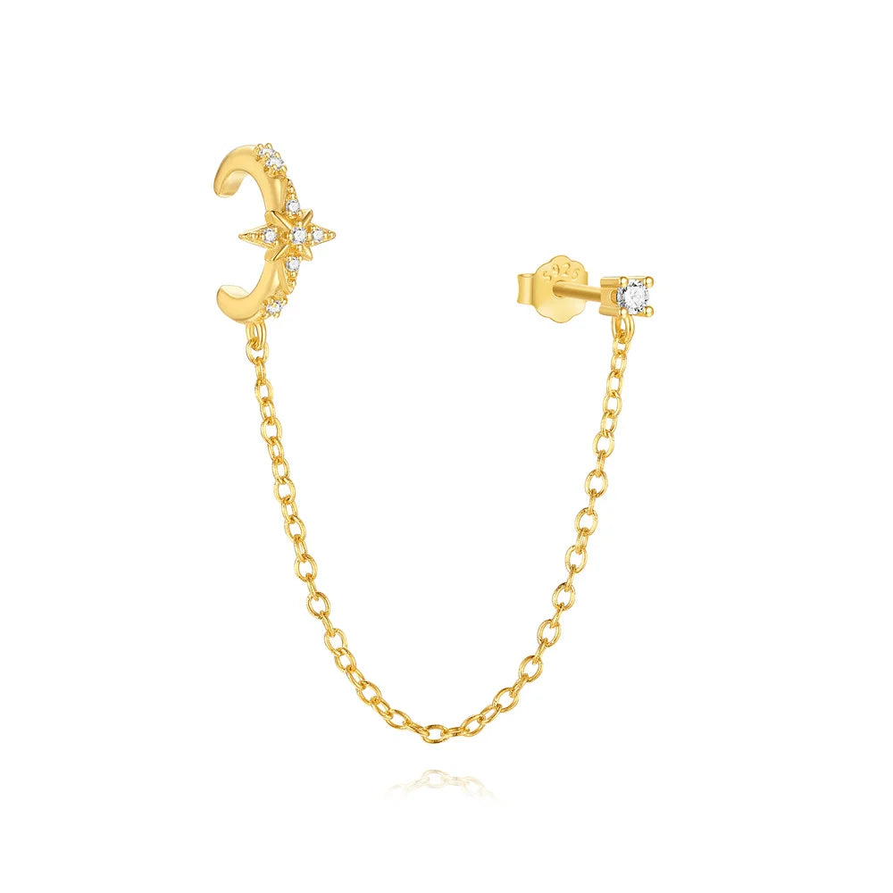 Roxi 925 Silver Zircon Clip Earrings - Double Layer, No piercing, Party Jewelry for women