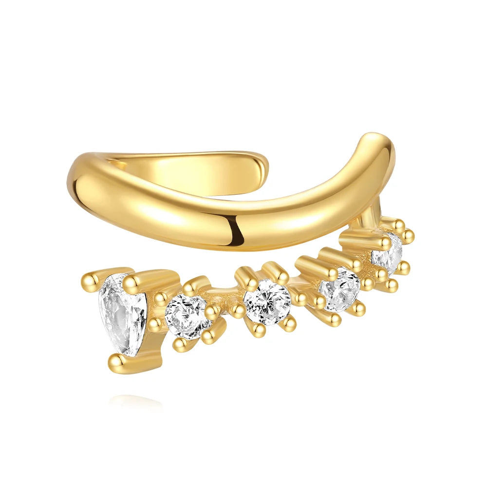 Roxi 925 Silver Zircon Clip Earrings - Double Layer, No piercing, Party Jewelry for women