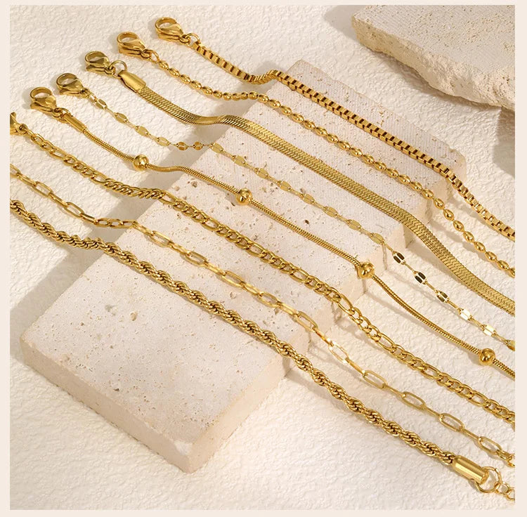 Everyday Luxury - Waterproof Gold Herringbone Bracelet