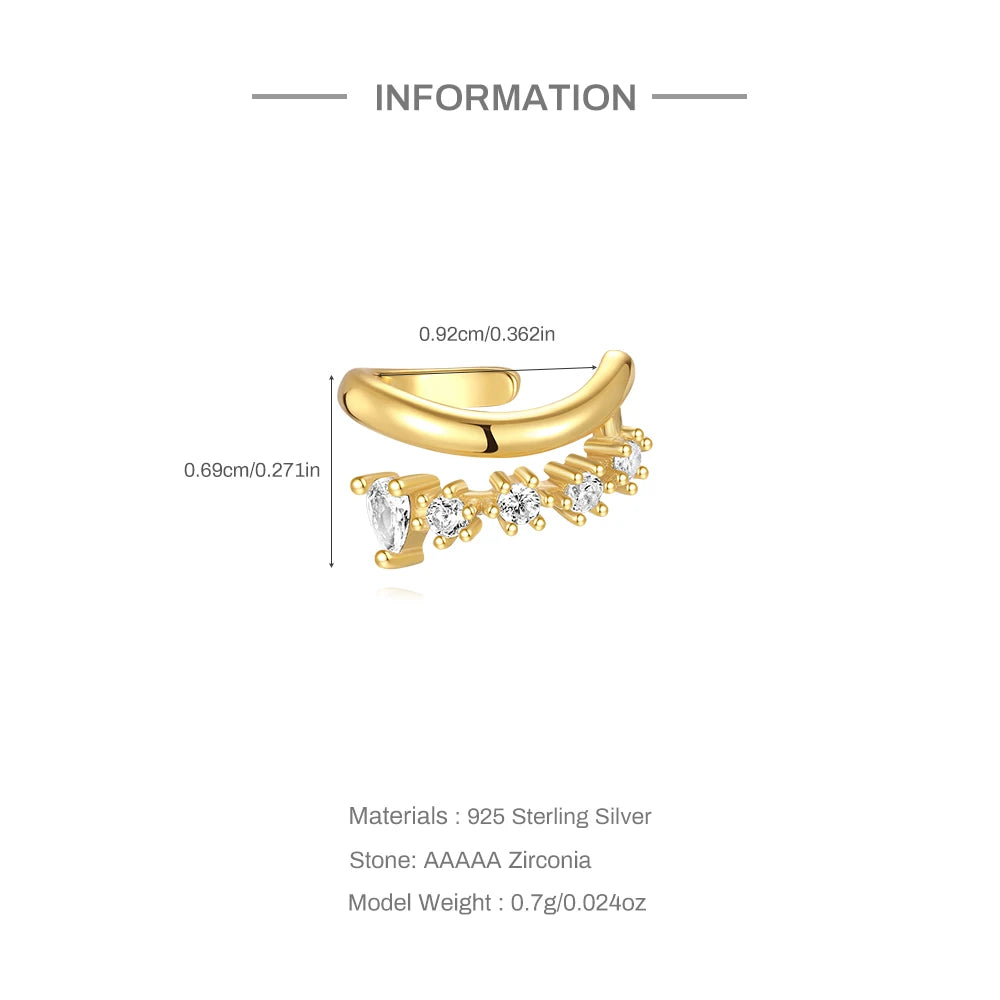 Roxi 925 Silver Zircon Clip Earrings - Double Layer, No piercing, Party Jewelry for women