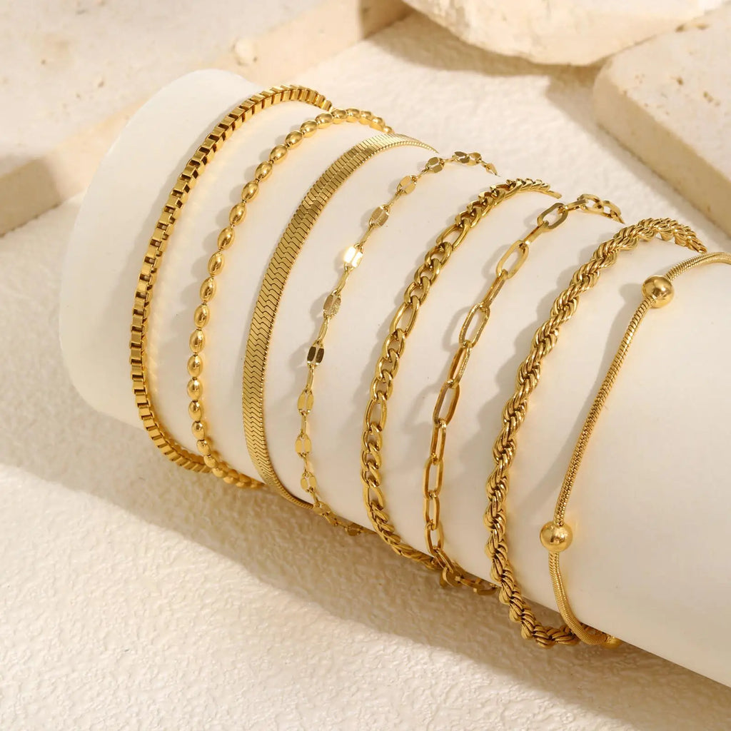 Everyday Luxury - Waterproof Gold Herringbone Bracelet