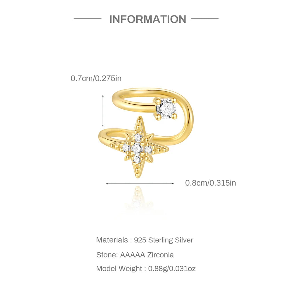 Roxi 925 Silver Zircon Clip Earrings - Double Layer, No piercing, Party Jewelry for women